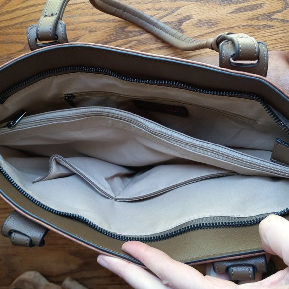 NWOT Brown Vegan Leather Whipstitch Detail Purse SouthwesternMinimalist OldMoney - Picture 6 of 16